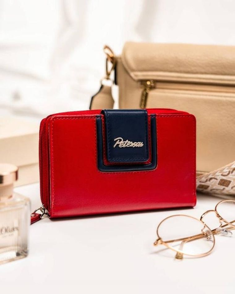 Portfel, czerwony, skórzany, Peterson