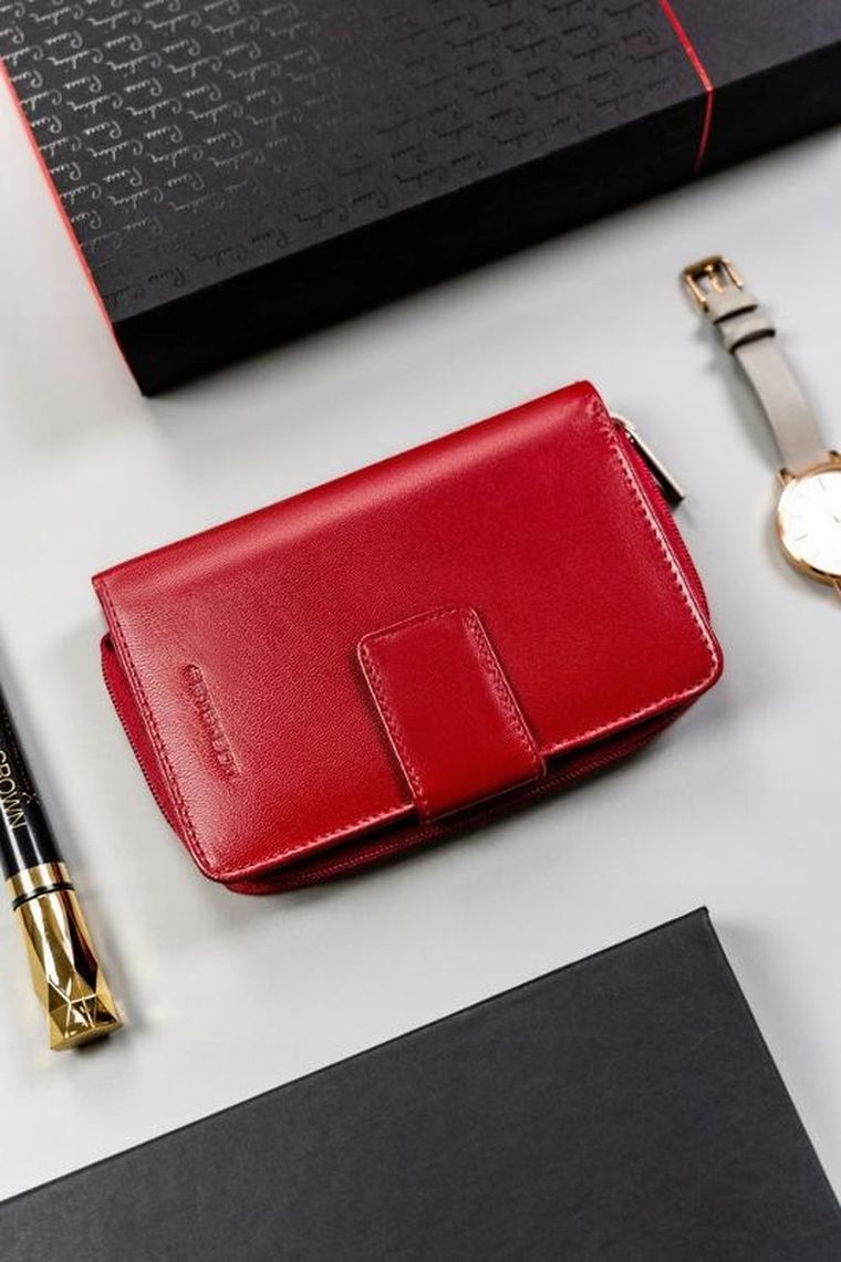 Portfel, czerwony, skórzany, Peterson