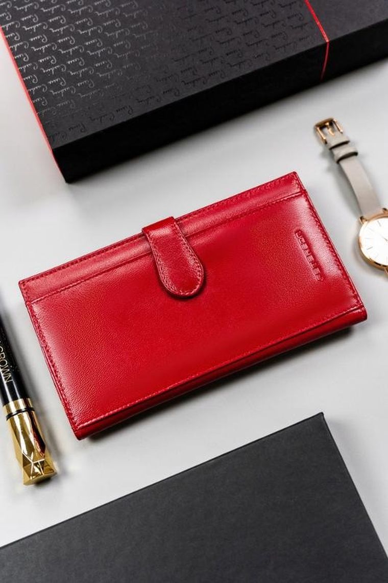 Portfel, czerwony, skórzany, Peterson