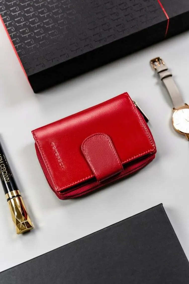 Portfel, czerwony, skórzany, Peterson