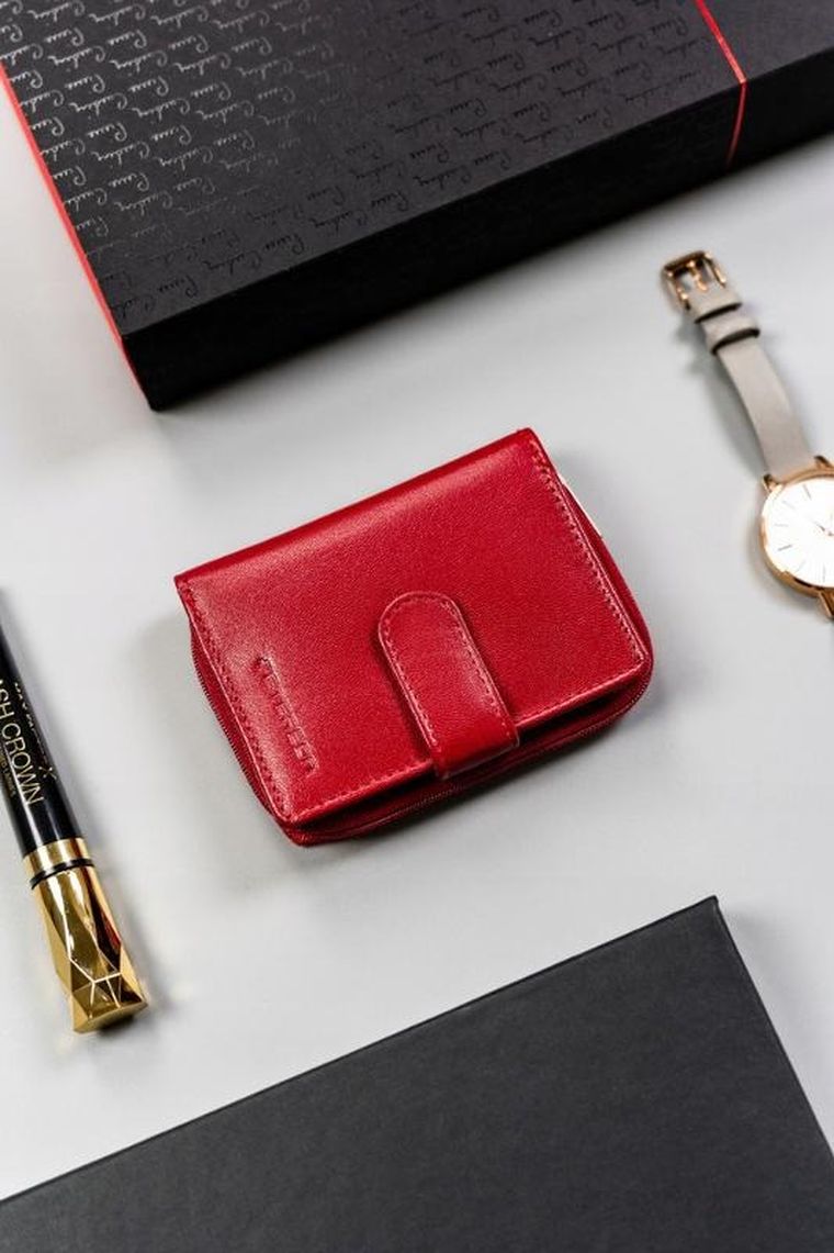 Portfel, czerwony, skórzany, Peterson