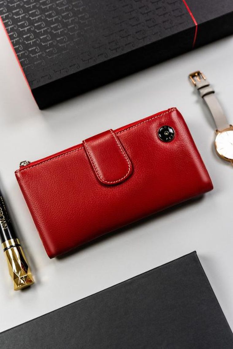 Portfel, czerwony, skórzany, Peterson