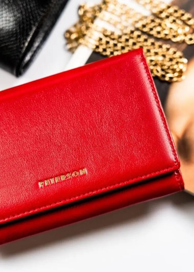 Portfel, czerwony, skórzany, Peterson
