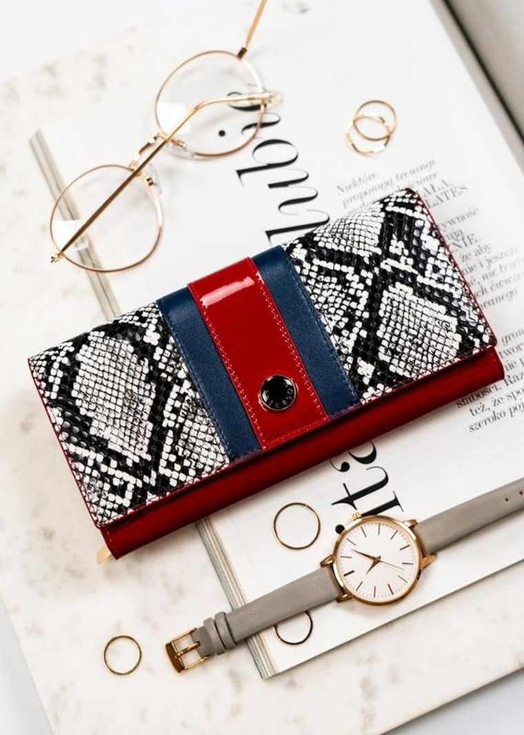 Portfel, czerwony, skórzany, Peterson