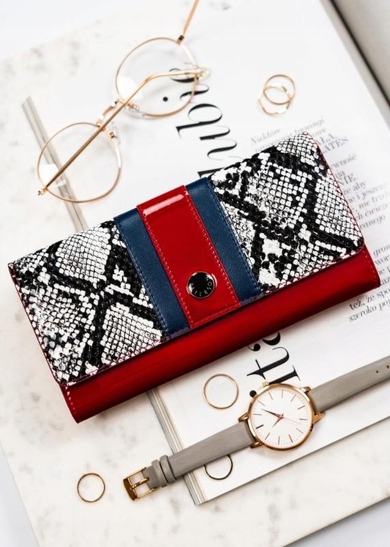 Portfel, czerwony, skórzany, Peterson