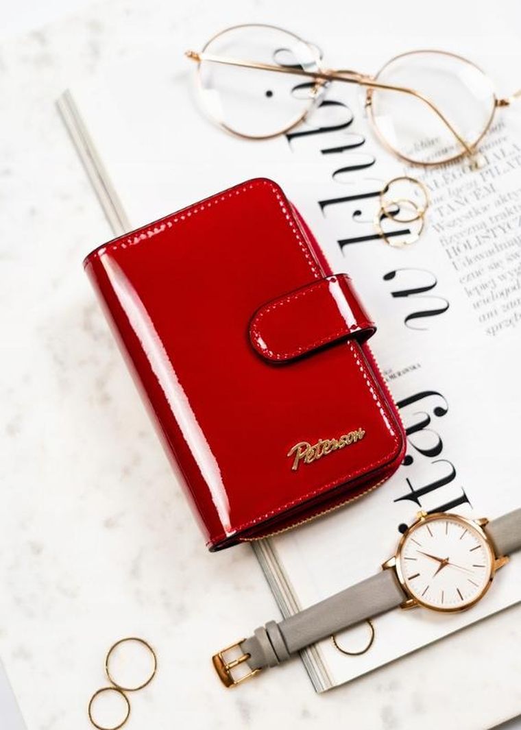 Portfel, czerwony, skórzany, Peterson