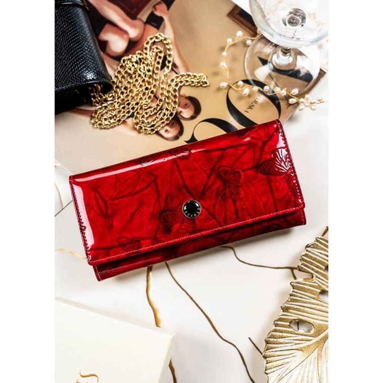 Portfel, czerwony, skórzany, Peterson