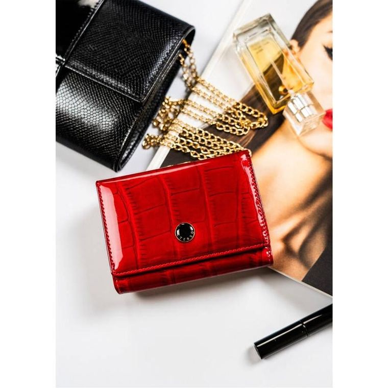 Portfel, czerwony, skórzany, Peterson