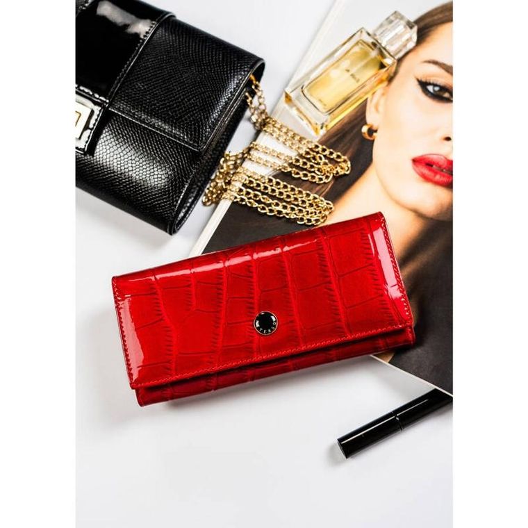 Portfel, czerwony, skórzany, Peterson