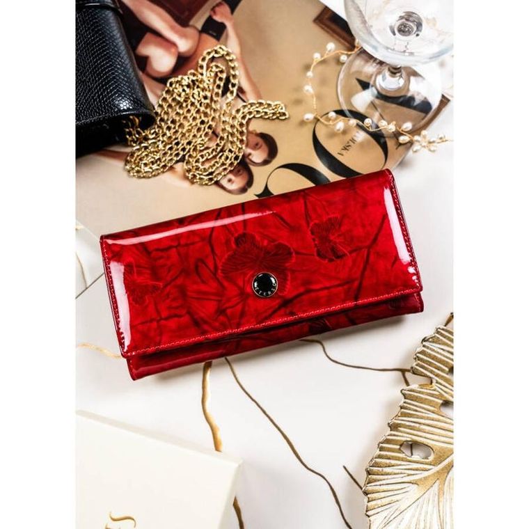 Portfel, czerwony, skórzany, Peterson