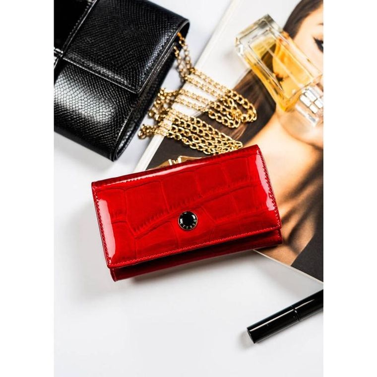 Portfel, czerwony, skórzany, Peterson