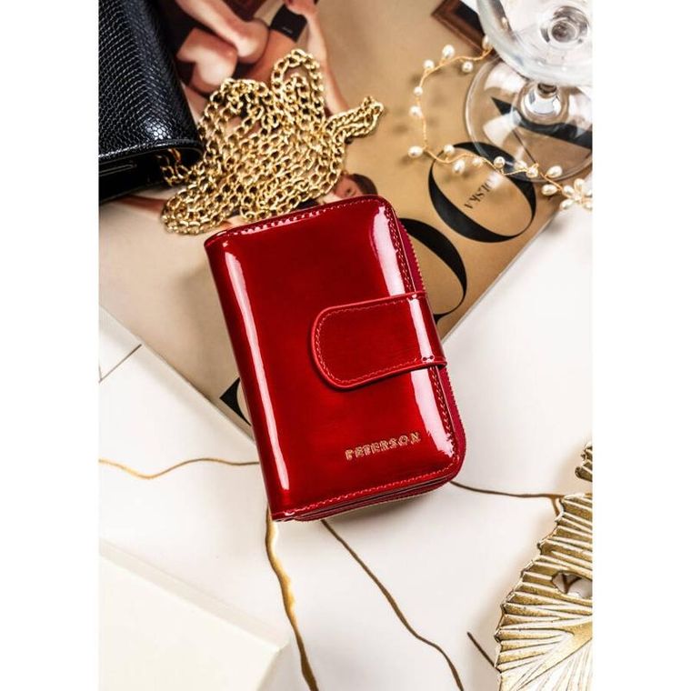 Portfel, czerwony, skórzany, Peterson