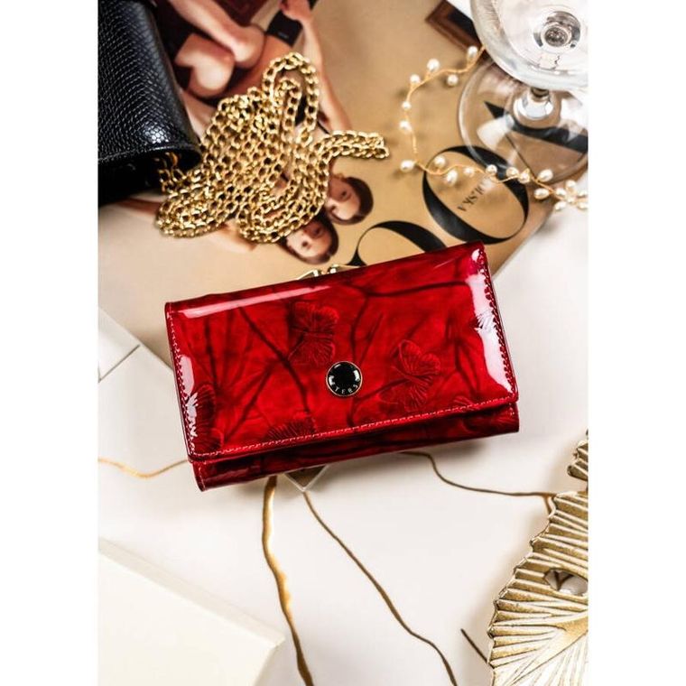 Portfel, czerwony, skórzany, Peterson