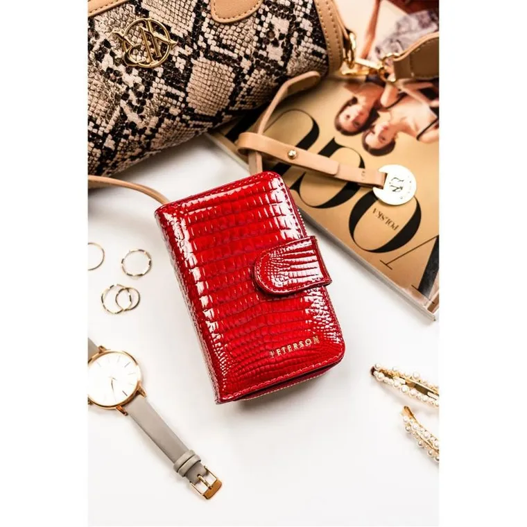 Portfel, czerwony, skórzany, Peterson