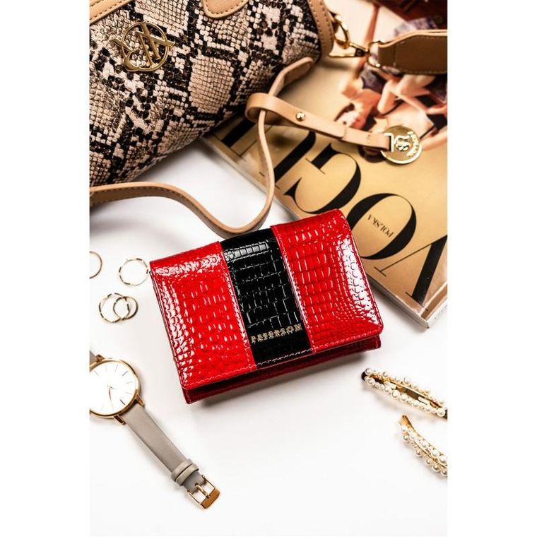 Portfel, czerwony, skórzany, Peterson