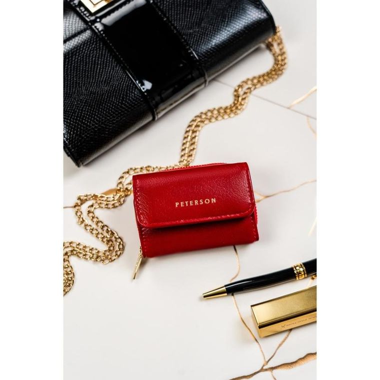 Portfel, czerwony, skórzany, Peterson