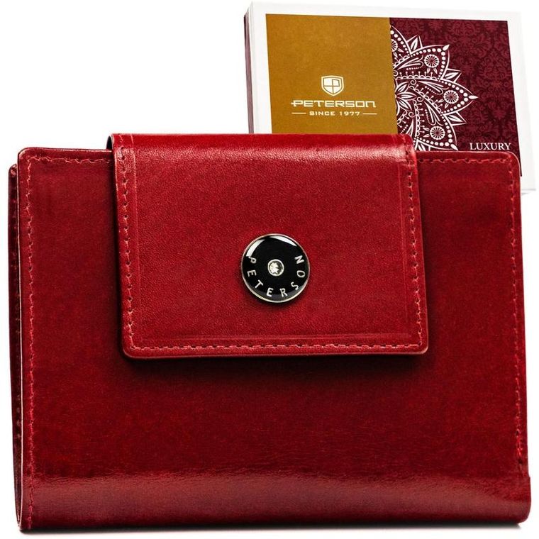 Portfel, czerwony, skórzany, Peterson