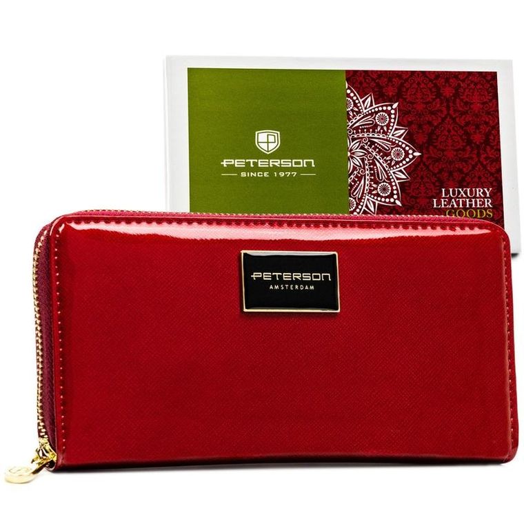 Portfel, czerwony, skórzany, Peterson