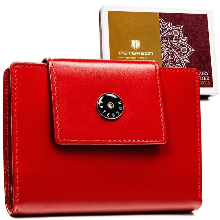 Portfel, czerwony, skórzany, Peterson