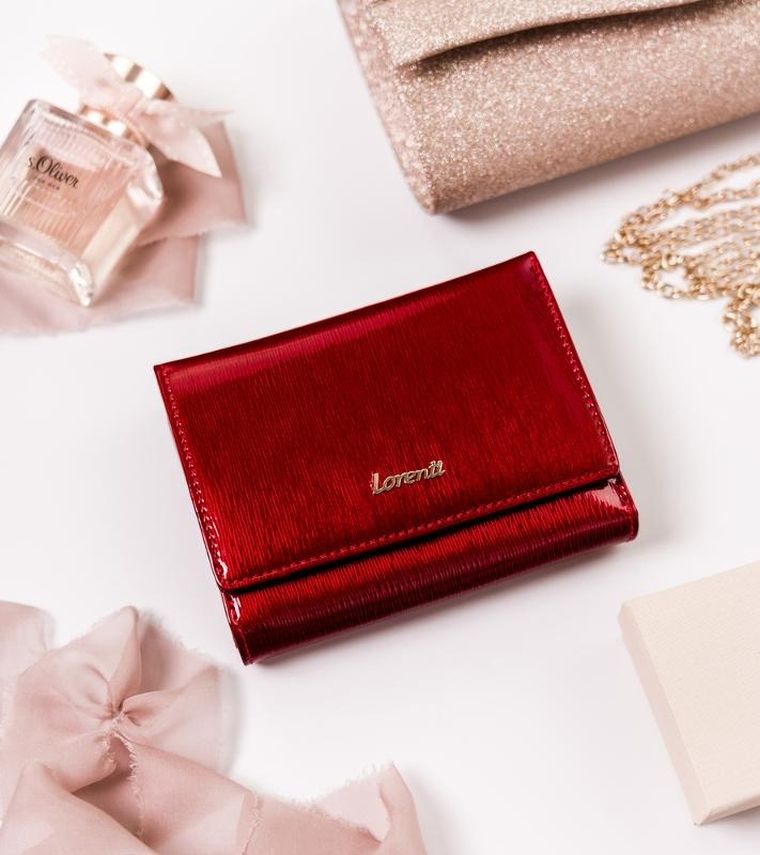 Portfel, czerwony, skórzany, RFID, Lorenti