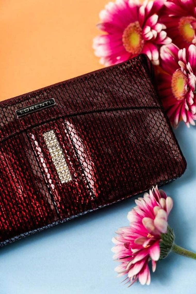 Portfel, czerwony, skórzany, RFID, Lorenti