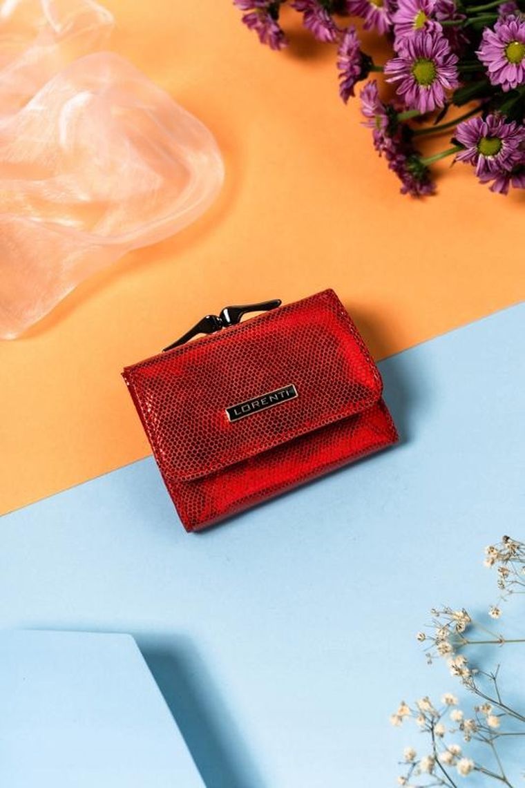 Portfel, czerwony, skórzany, RFID, Lorenti