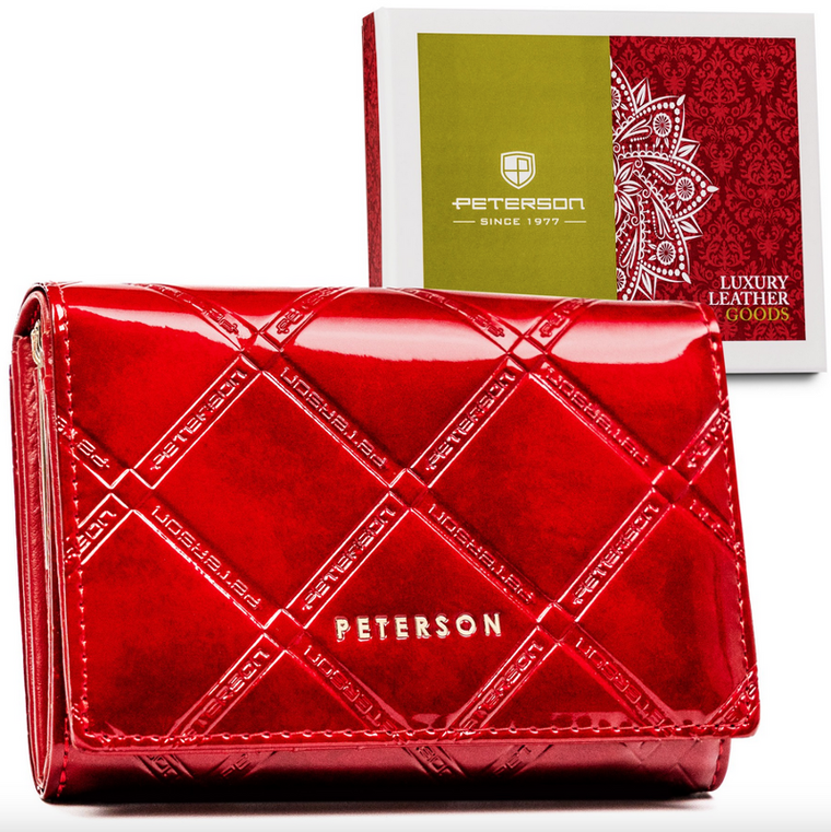 Portfel, czerwony, skórzany, RFID, Peterson
