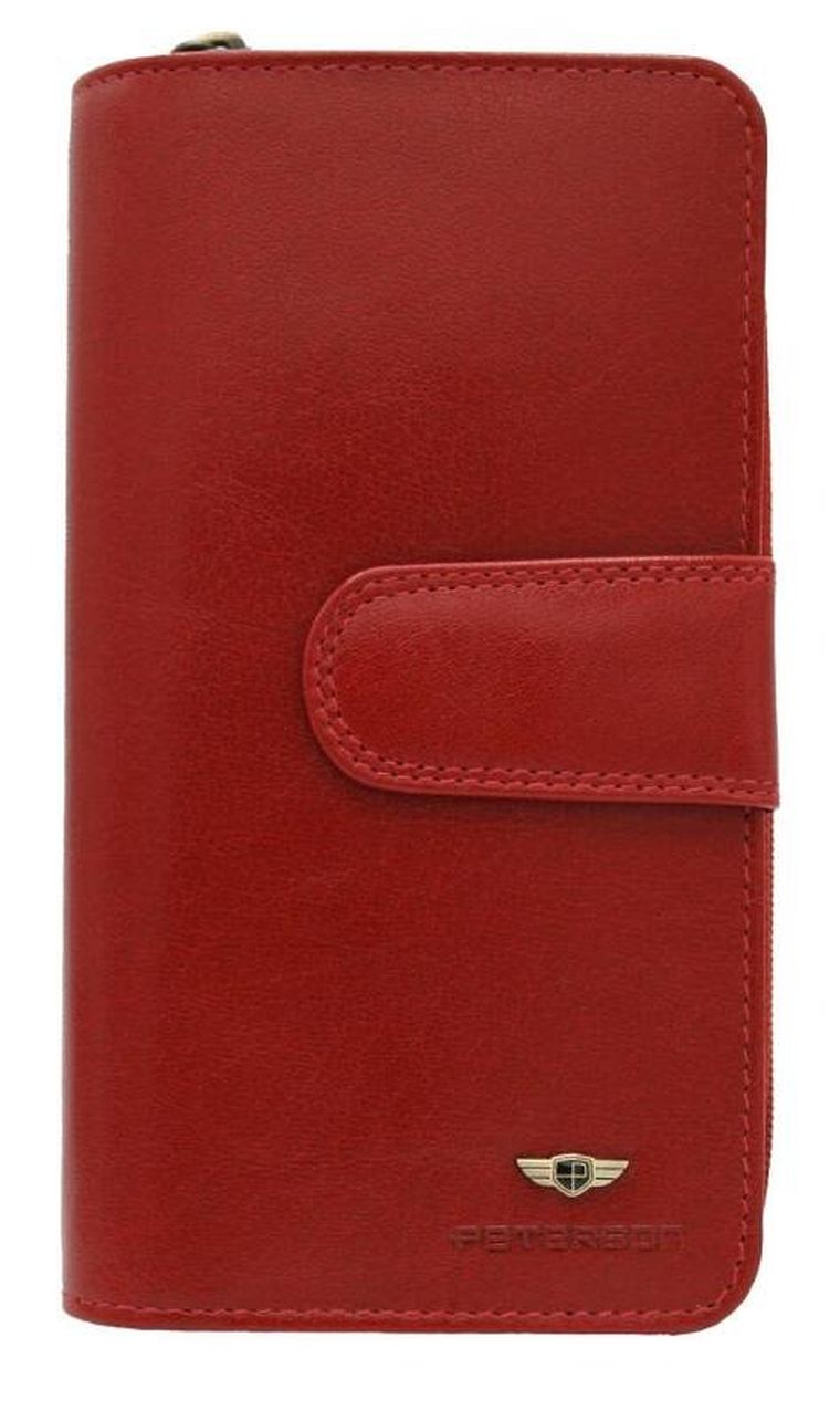 Portfel, czerwony, skórzany, RFID, Peterson