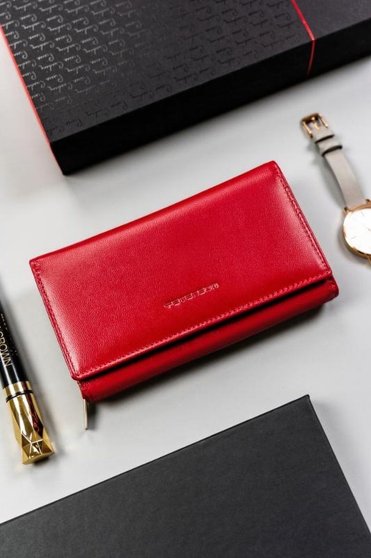 Portfel, czerwony, skórzany, RFID, Peterson