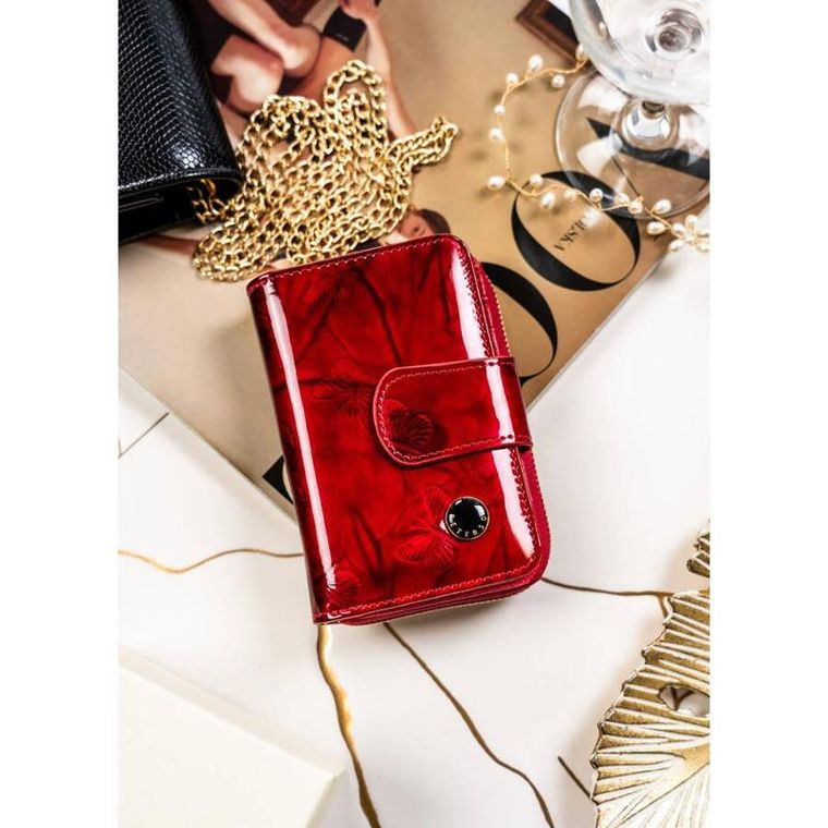 Portfel, czerwony, skórzany, RFID, Peterson