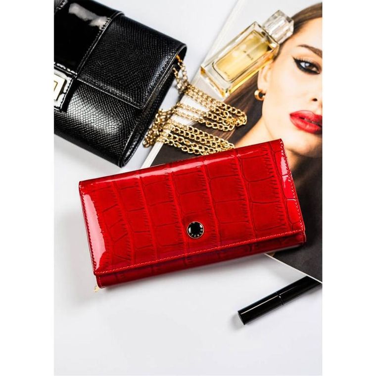 Portfel, czerwony, skórzany, RFID, Peterson