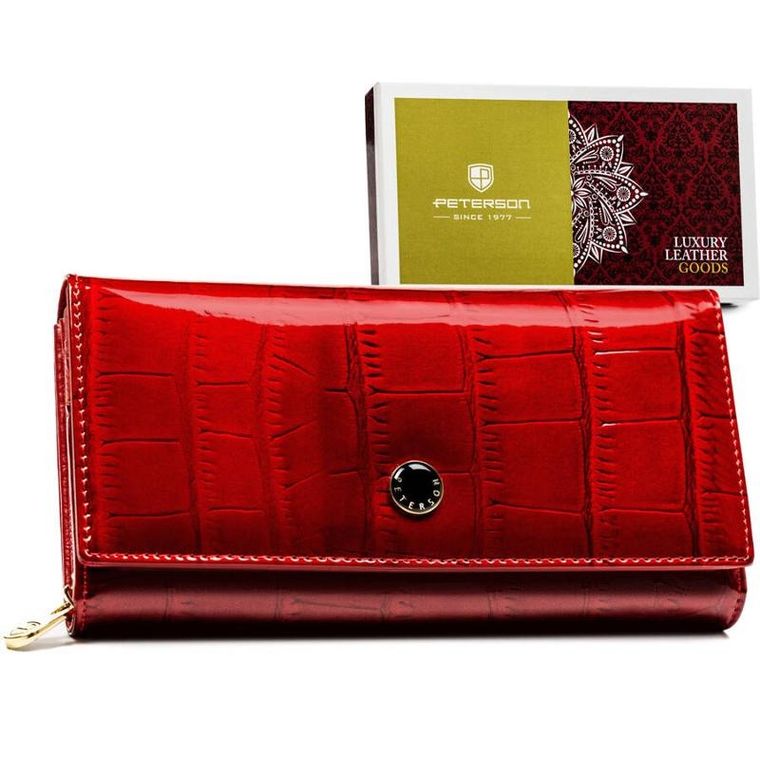 Portfel, czerwony, skórzany, RFID, Peterson