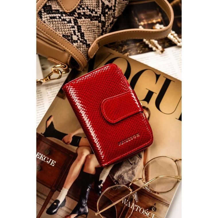 Portfel, czerwony, skórzany, RFID, Peterson