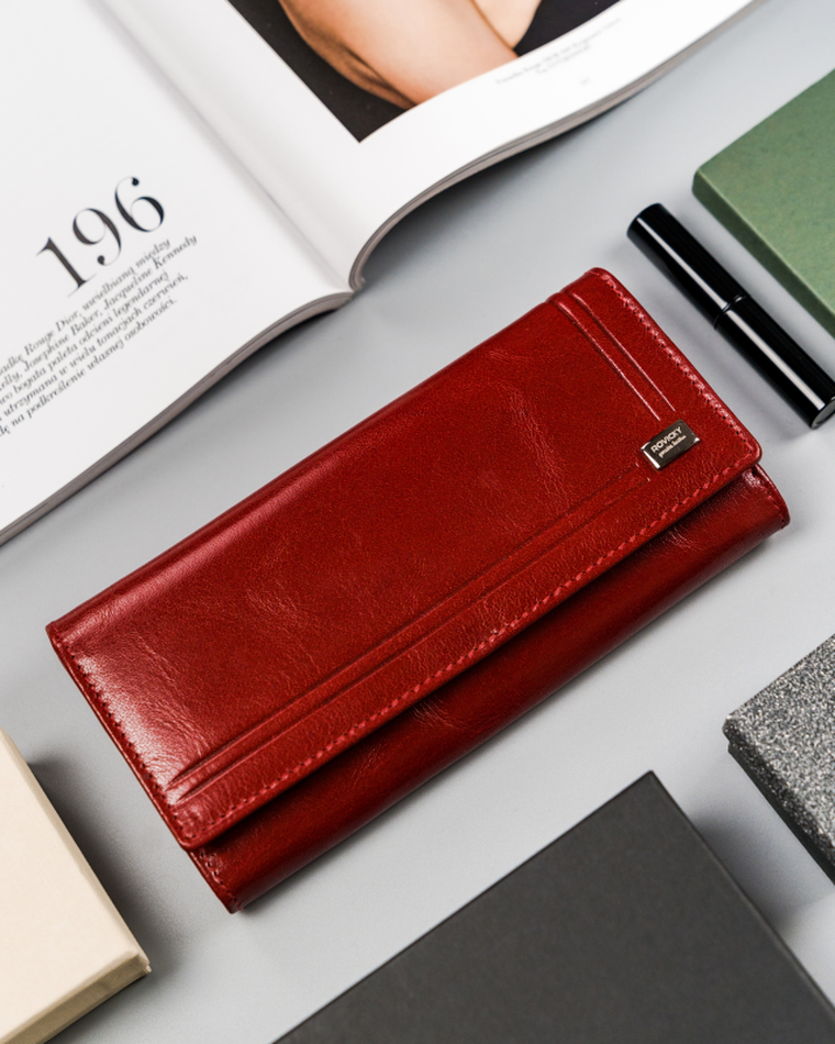 Portfel, czerwony, skórzany, RFID, Rovicky