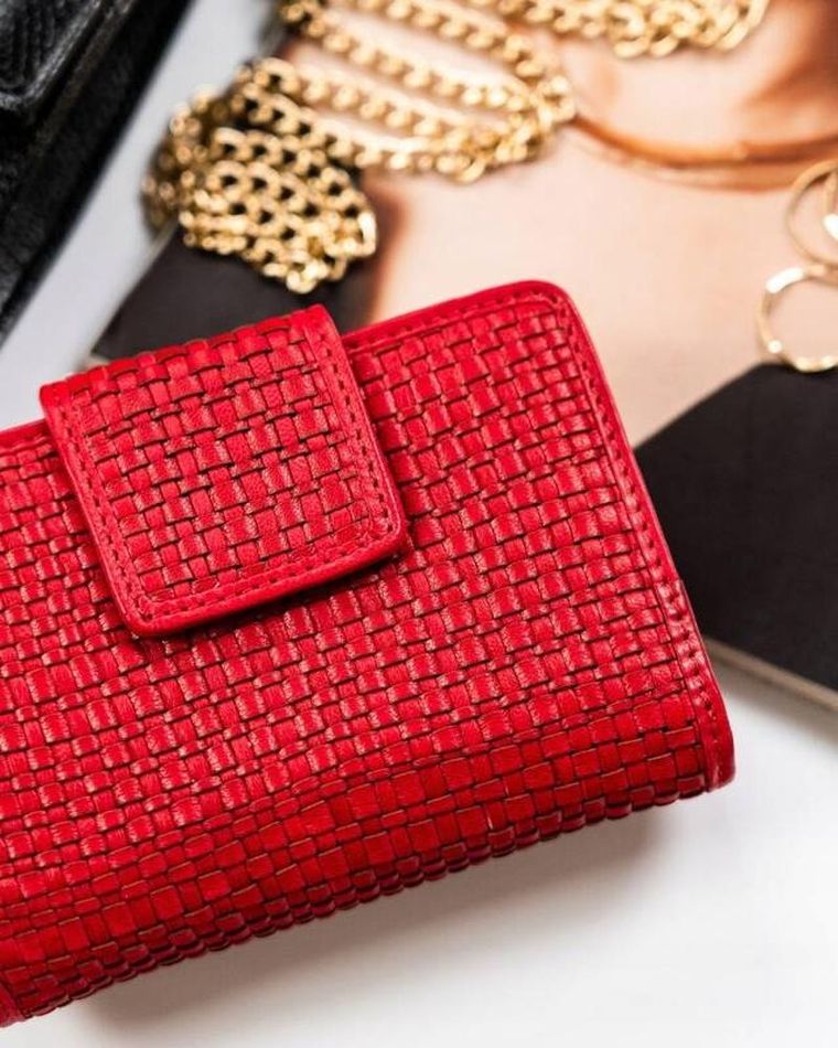 Portfel, czerwony, skórzany, RFID, Rovicky