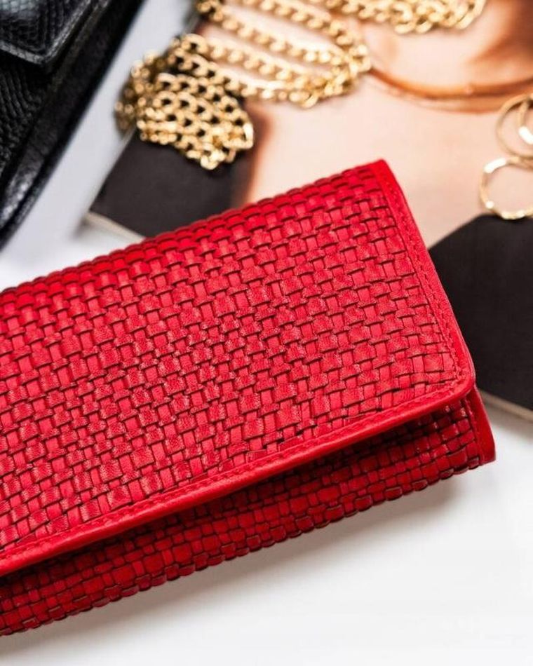 Portfel, czerwony, skórzany, RFID, Rovicky