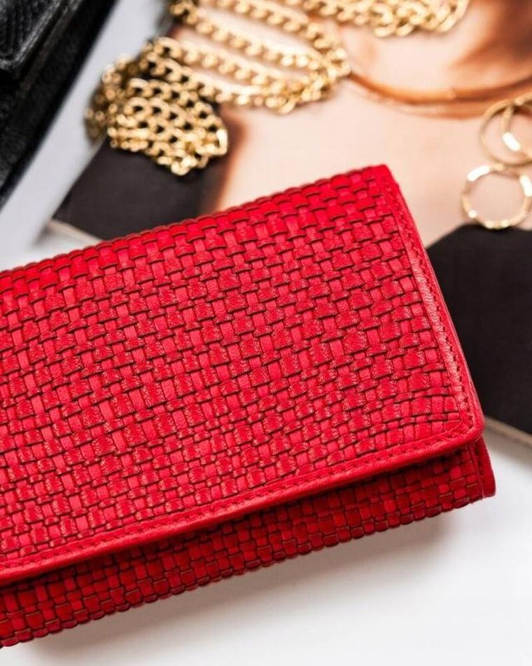 Portfel, czerwony, skórzany, RFID, Rovicky