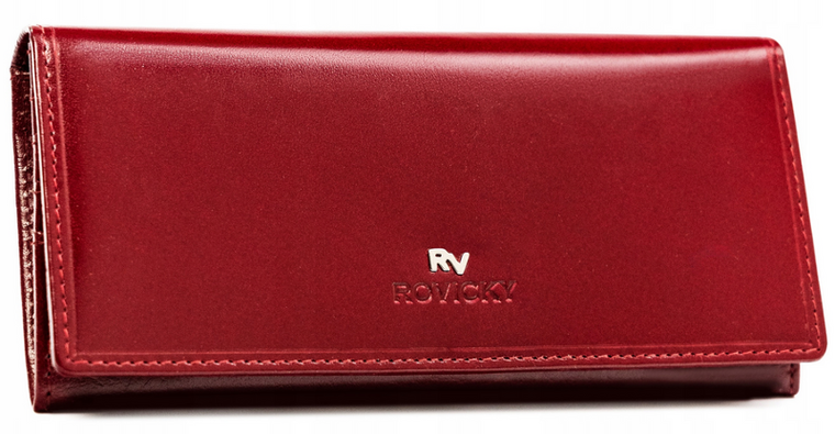 Portfel, czerwony, skórzany, RFID, Rovicky