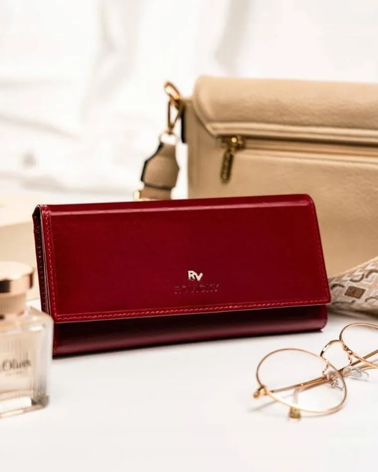 Portfel, czerwony, skórzany, RFID, Rovicky