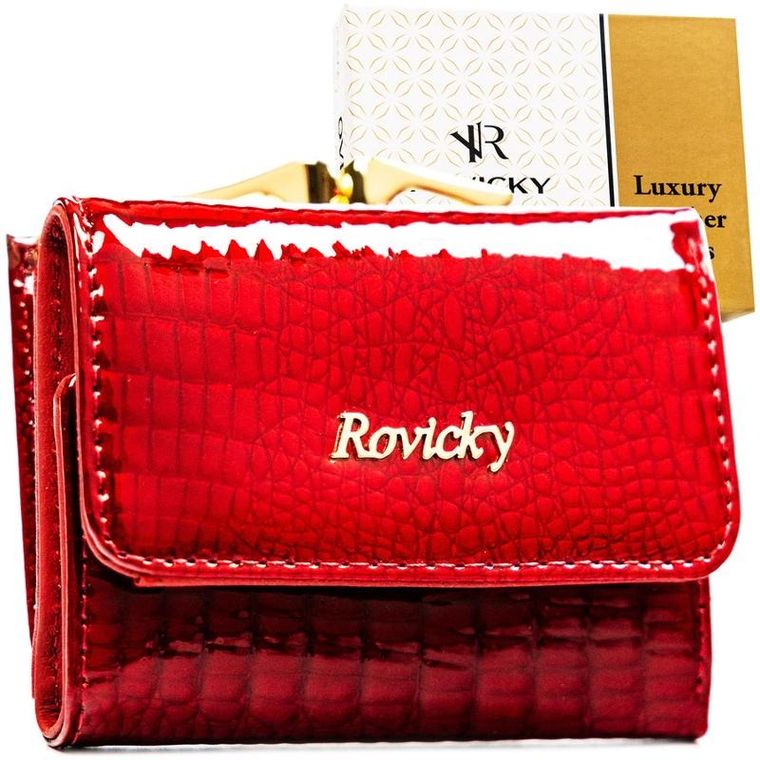 Portfel, czerwony, skórzany, RFID, Rovicky