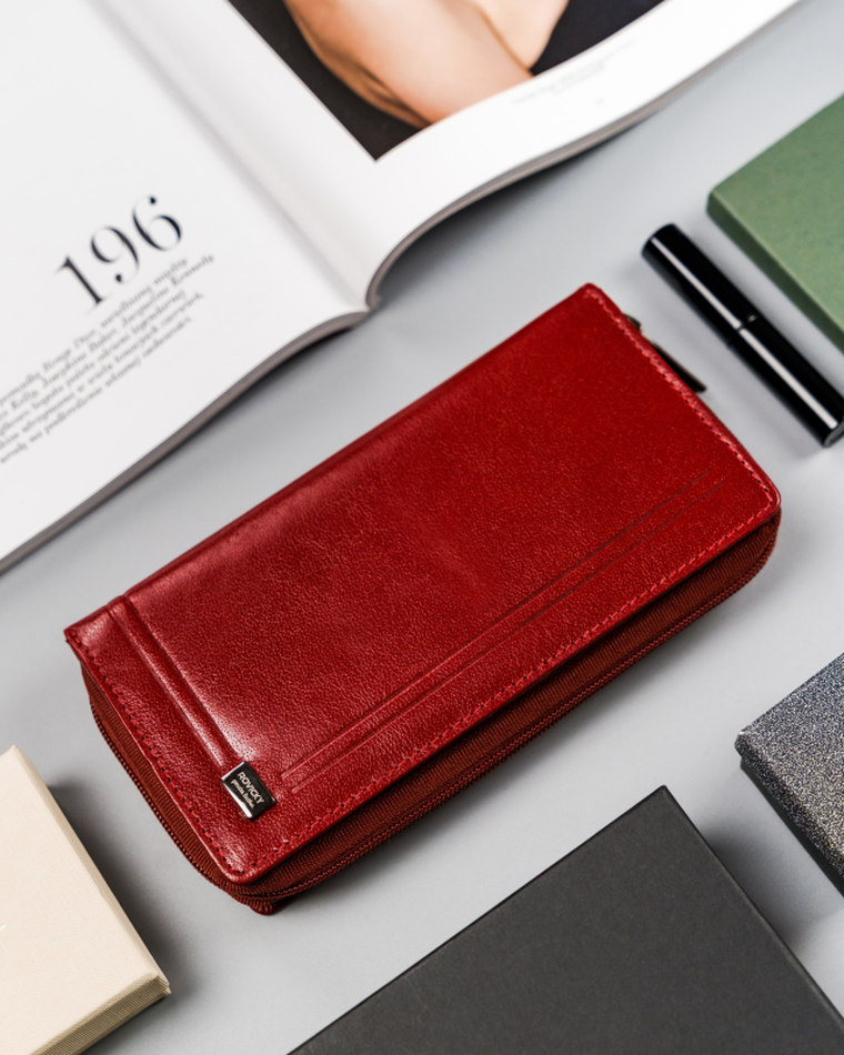 Portfel, czerwony, skórzany, Rovicky