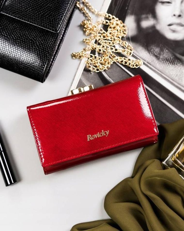 Portfel, czerwony, skórzany, Rovicky