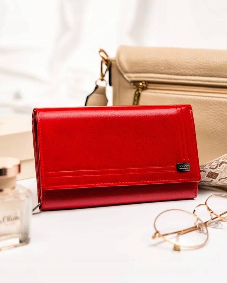 Portfel, czerwony, skórzany, Rovicky