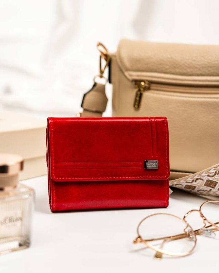 Portfel, czerwony, skórzany, Rovicky