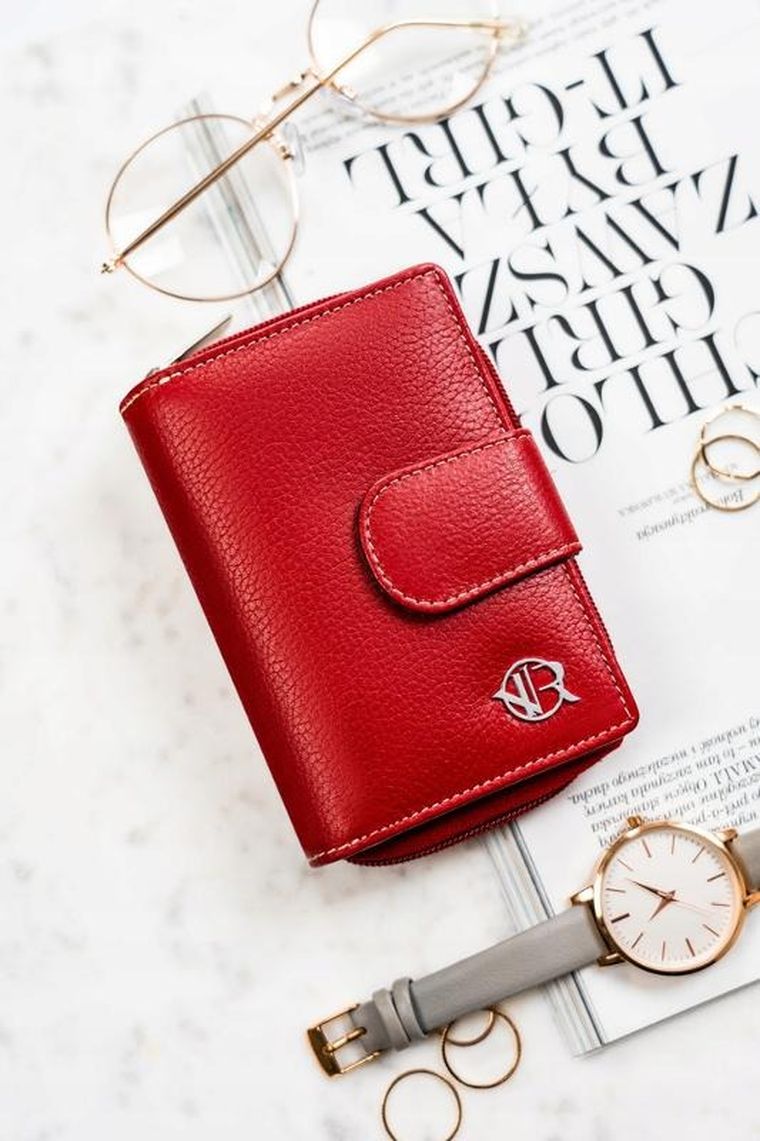 Portfel, czerwony, skórzany, Rovicky