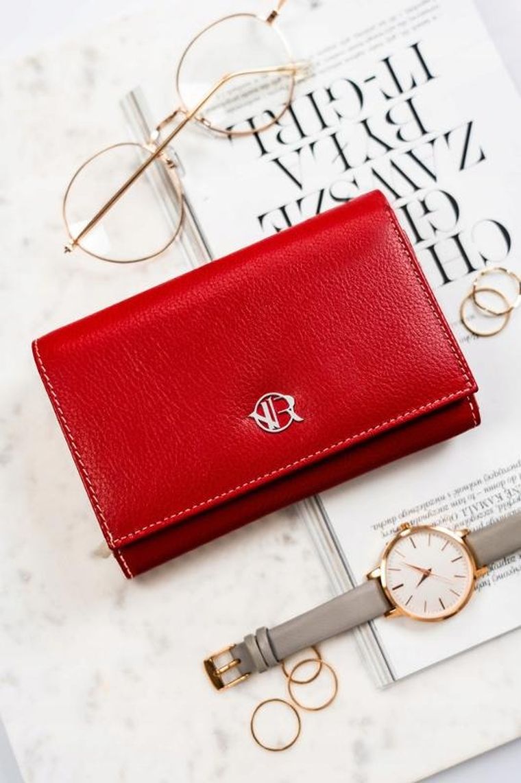 Portfel, czerwony, skórzany, Rovicky