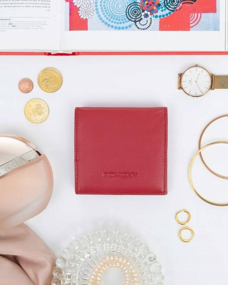 Portfel, czerwony, skórzany, Rovicky