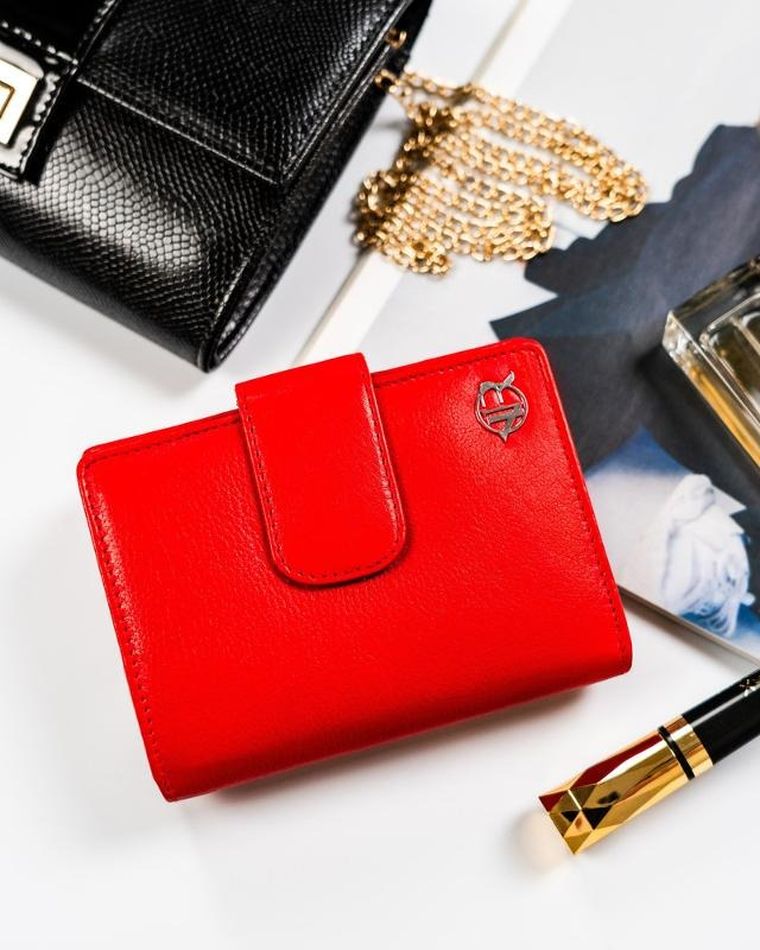 Portfel, czerwony, skórzany, Rovicky