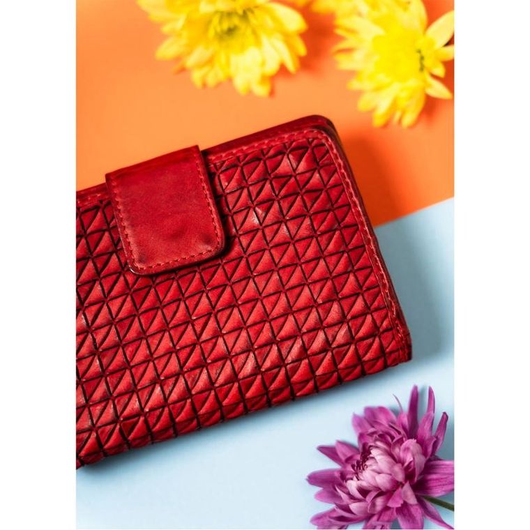 Portfel, czerwony, skórzany, Rovicky