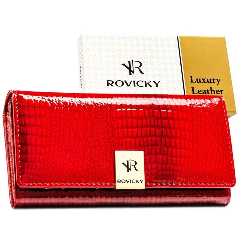 Portfel, czerwony, skórzany, Rovicky